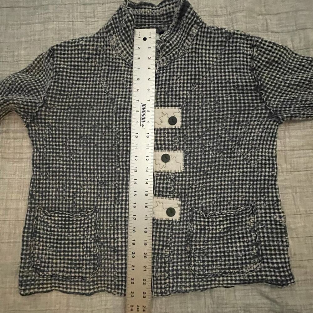 Cottagecore Patchwork Waffle Knit Button Light Ja… - image 7